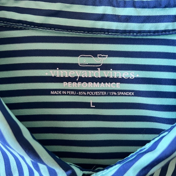 Vineyard Vines Navy/ Seafoam Striped Polo - Picture 4 of 4